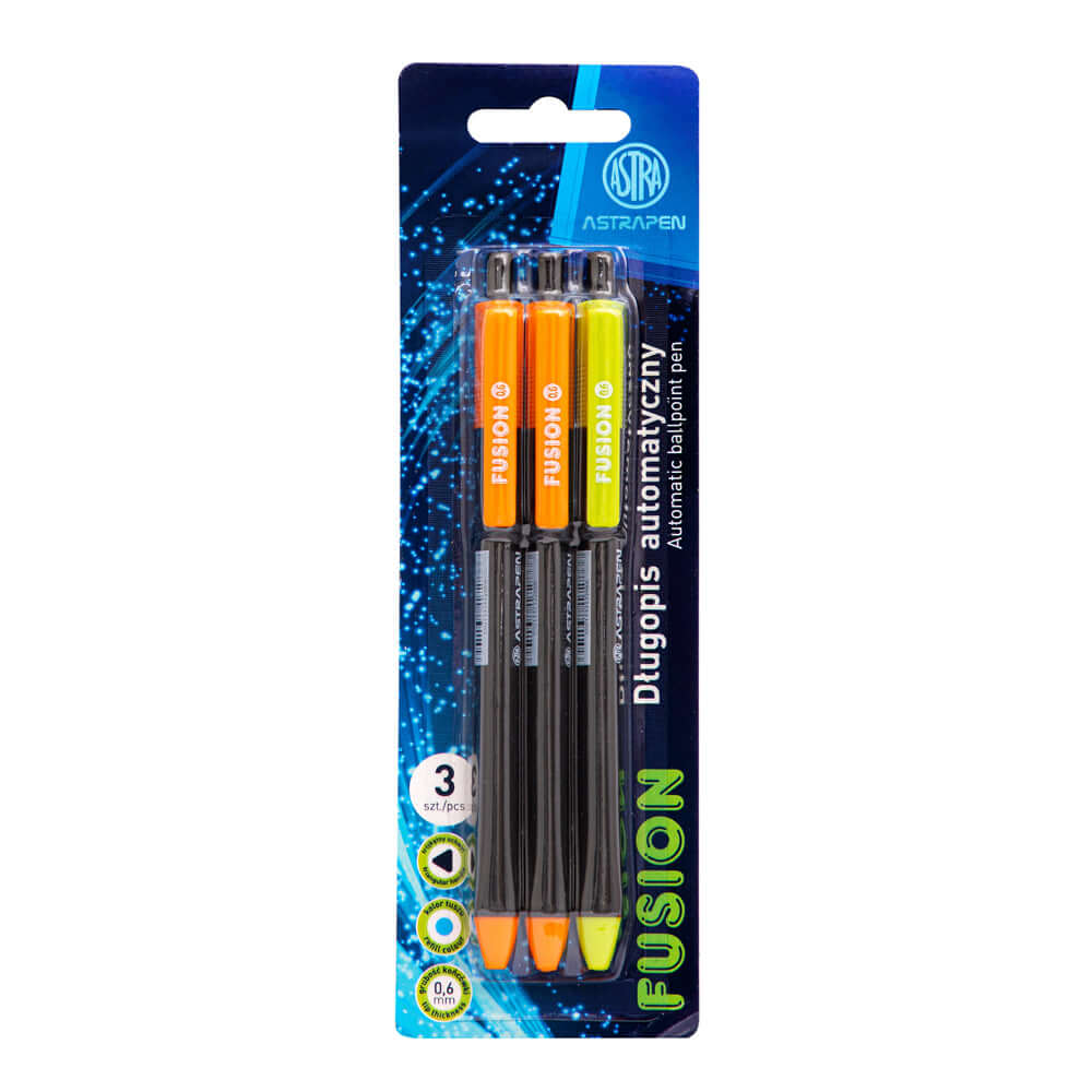 Pix cu mecanism Fusion Astra Pen, 3 bucati/blister Pix cu mecanism Fusion Astra Pen, 3 bucati/blister